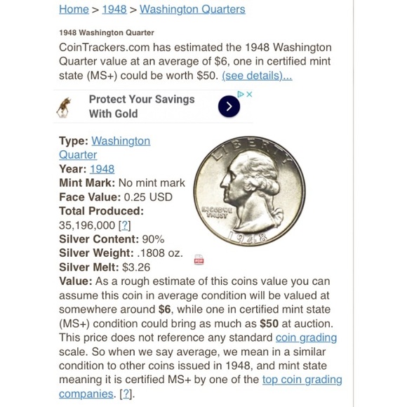 Handcrafted Silver 1948 Coin Ring | size 8.5 - Picture 8 of 9